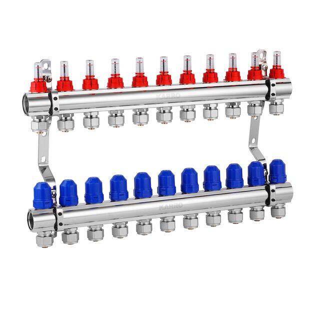 Коллектор Karro 11 выходов с евроконусами, хромированный KR-20160, фото  | SNABZHENIE.com.ua