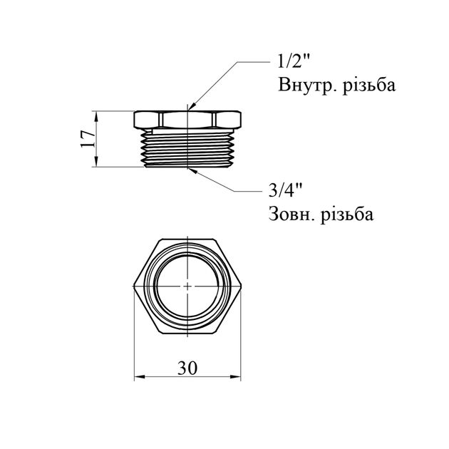 Футорка STA Premium 1/2х3/4'' ВН нікельована, фото , зображення 2 | SNABZHENIE.com.ua