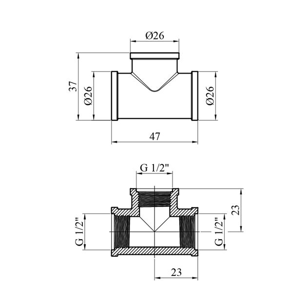 Тройник посилений LexLine 1/2 ВВВ нікельований НК0201-Вн, фото , зображення 2 | SNABZHENIE.com.ua