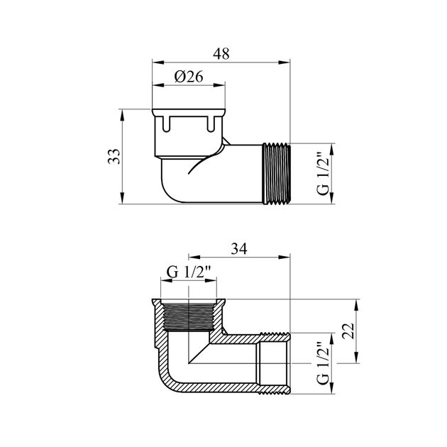 Уголок усиленный LexLine 1/2 ВН латунный УК0111-В, фото , изображение 2 | SNABZHENIE.com.ua