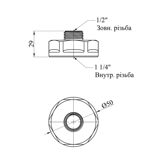 Переходник LexLine 1 1/4х1/2 ВН никелированный НК0610-Вн, фото , изображение 2 | SNABZHENIE.com.ua
