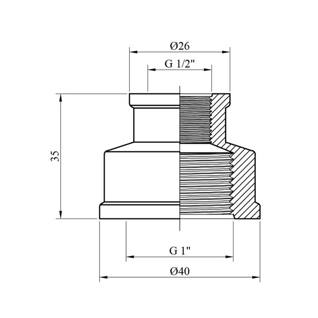 Муфта переходная STA Premium 1x1/2 ВВ никелированная, фото , изображение 2 | SNABZHENIE.com.ua