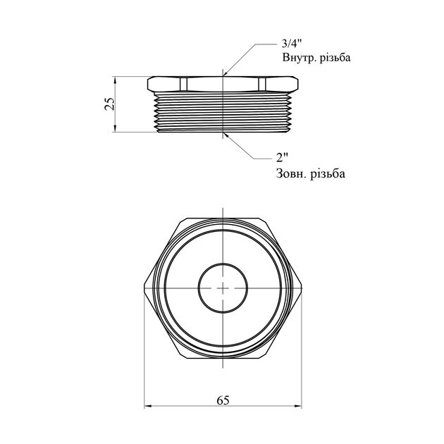 Футорка посилена LexLine 2х3/4 НВ латунна УК0725-В, фото , зображення 2 | SNABZHENIE.com.ua