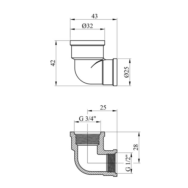 Уголок переходной усиленный LexLine 3/4" х 1/2" ВВ никелированный, фото , изображение 2 | SNABZHENIE.com.ua