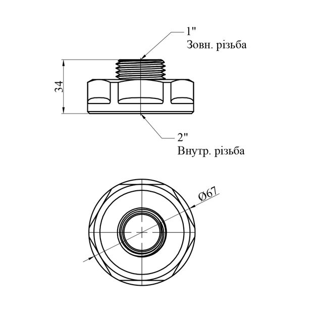 Переход усиленный LexLine 2х1 ВН никелированный НК0620-Вн, фото , зображення 2 | SNABZHENIE.com.ua