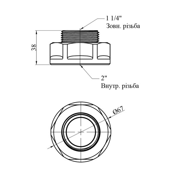 Переходник LexLine 2x1 1/4 ВН никелированный НК0621-Вн, фото , изображение 2 | SNABZHENIE.com.ua