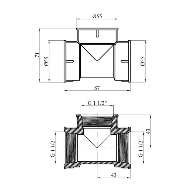 Тройник LexLine 1 1/2" ВВВ никелированный НК0207-Вн, фото , изображение 2 | SNABZHENIE.com.ua