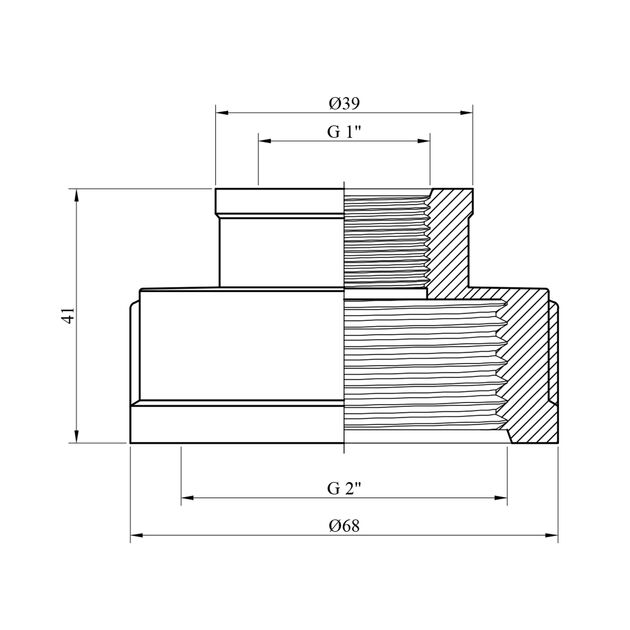 Муфта переходная LexLine 2х1 ВВ латунная УК0321-В усиленная, фото , изображение 2 | SNABZHENIE.com.ua