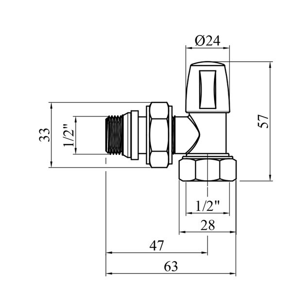 Кран вентильный радиаторный STA 1/2 ВН угловой, никелированный, фото , изображение 2 | SNABZHENIE.com.ua