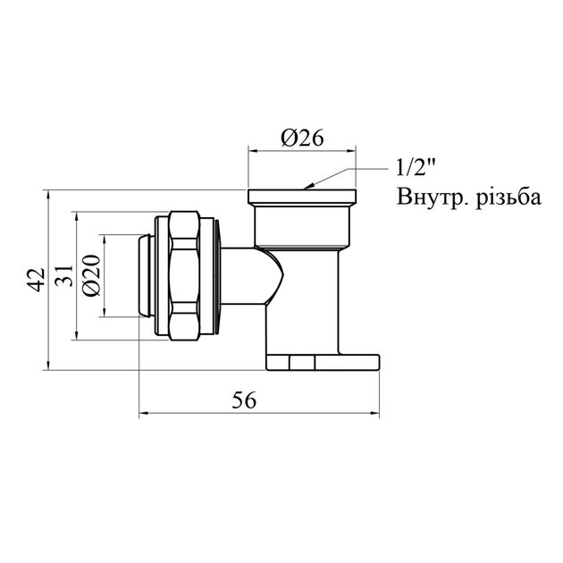 Колено настенное металлопластиковое STA 20x1/2 РВ никелированное, фото , изображение 2 | SNABZHENIE.com.ua