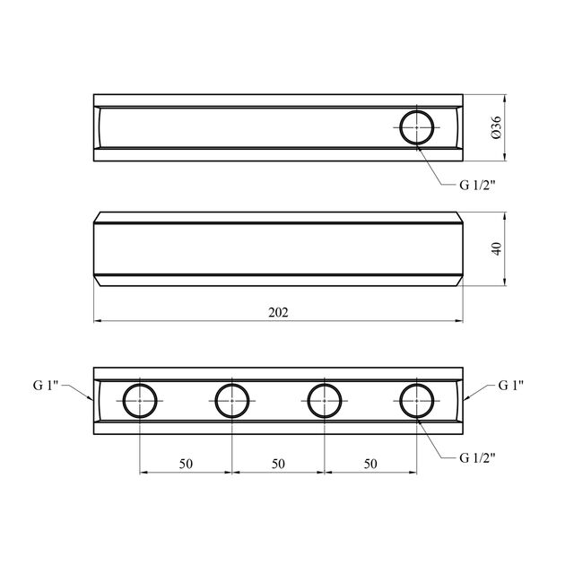 Коллектор балка Karro 4 выхода 1x1/2 РВ латунный KR-2001, фото , изображение 2 | SNABZHENIE.com.ua