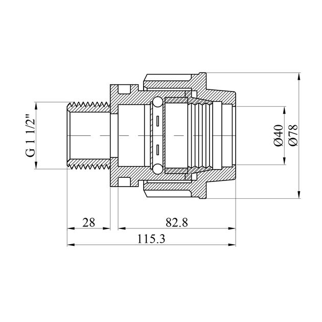 Муфта ПЕ STR 40х1 1/2 РН, фото , зображення 2 | SNABZHENIE.com.ua