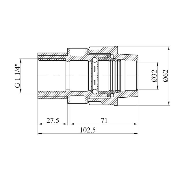 Муфта ПЕ STR 32х1 1/4 РВ, фото , зображення 2 | SNABZHENIE.com.ua