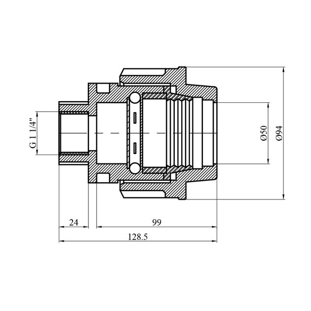 Муфта ПЕ STR 50х1 1/4 РВ, фото , зображення 2 | SNABZHENIE.com.ua
