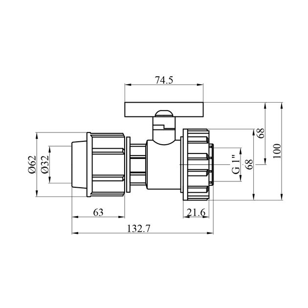 Кран ПЕ STR 32х1 РВ, фото , зображення 2 | SNABZHENIE.com.ua