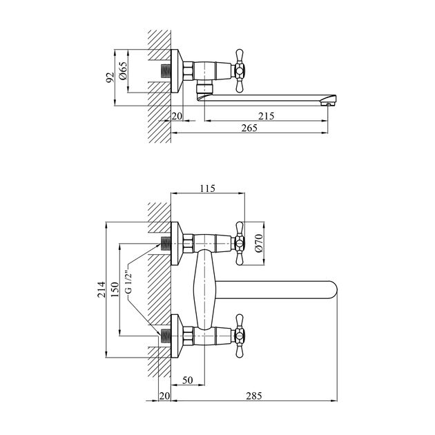 Смеситель настенный Kroner KRP Royce - C040 для кухни, фото , изображение 2 | SNABZHENIE.com.ua