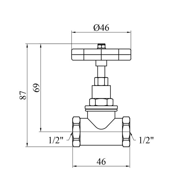 Клапан муфтовый LexLine 1/2" ВВ PN16 УК1111-ПА латунный, фото , изображение 2 | SNABZHENIE.com.ua