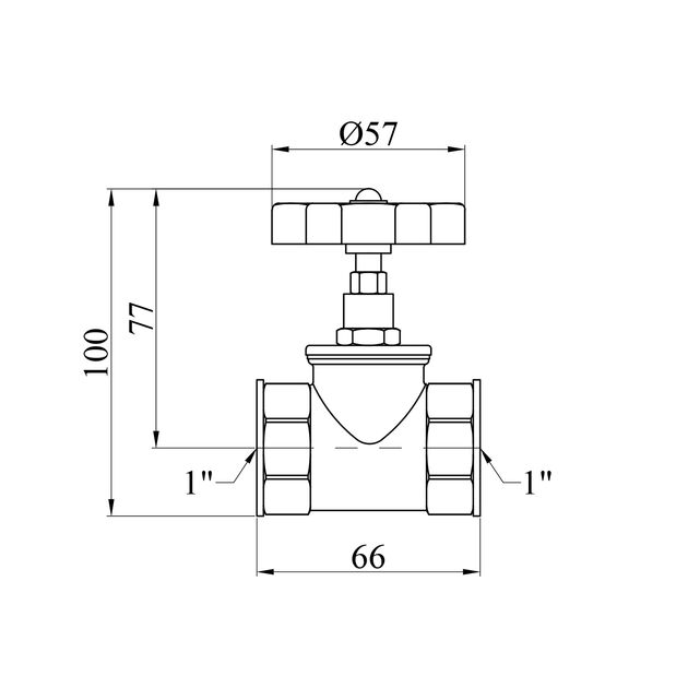 Клапан муфтовый LexLine 1 ВВ PN16 УК1122-ПА латунный, фото , изображение 2 | SNABZHENIE.com.ua