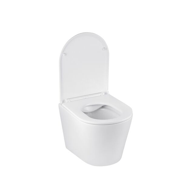 Унітаз підвісний Kroner Armada WHI513636 RIMLESS безободковий з сидінням Slim Duroplast / Soft-close / Quick release (KA513636WHIR), фото , зображення 3 | SNABZHENIE.com.ua