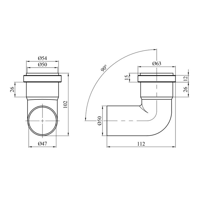 Коліно для внутрішньої каналізації Baux 50х90°, фото , зображення 2 | SNABZHENIE.com.ua