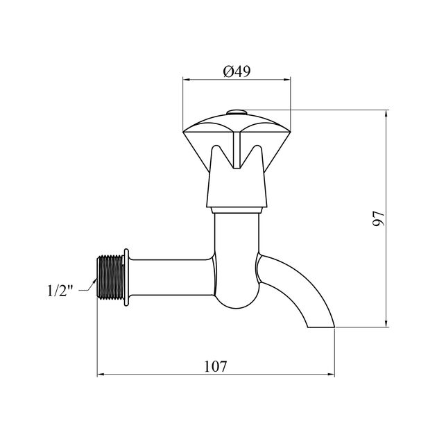 Водоразборный кран LexLine 1/2 УК 2501-В латунный усиленный, фото , изображение 2 | SNABZHENIE.com.ua