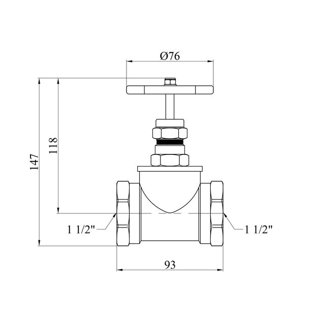 Запорный вентиль LexLine 1 1/2 ВВ PN10 латунный УК1124-В, фото , изображение 2 | SNABZHENIE.com.ua