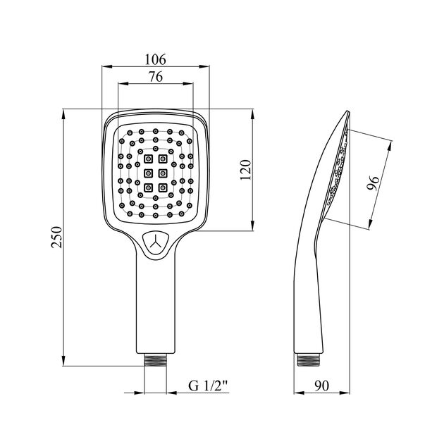 Лейка для ручного душа KRP Edelstahl Kubus - SCH700, фото , зображення 2 | SNABZHENIE.com.ua