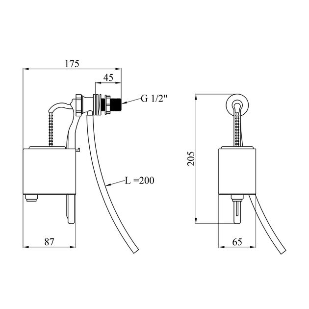 Наливной клапан Kroner KRP - SV54 с боковым подводом 1/2, фото , изображение 2 | SNABZHENIE.com.ua