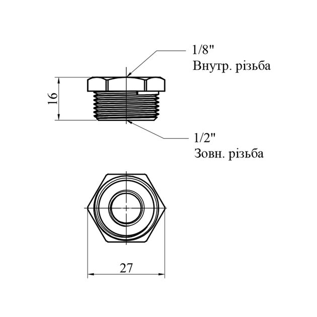 Футорка під датчик температури LexLine 1/2хМ10 ВН никельована НВНК0700-Вн, фото , зображення 2 | SNABZHENIE.com.ua