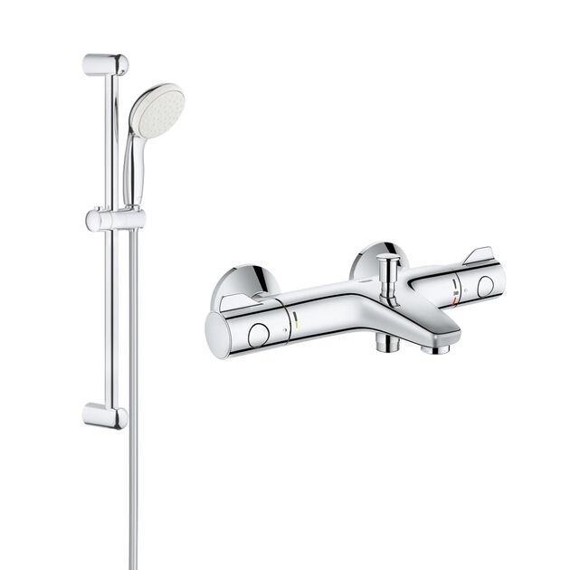 Смеситель для ванної Grohe Grohtherm 800 34567000 з душовим гарнітуром 27853001 (34567001), фото  | SNABZHENIE.com.ua