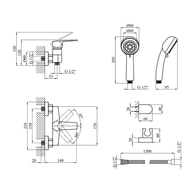 Смеситель для душа Kroner KRP Hagen - C050, фото , зображення 2 | SNABZHENIE.com.ua