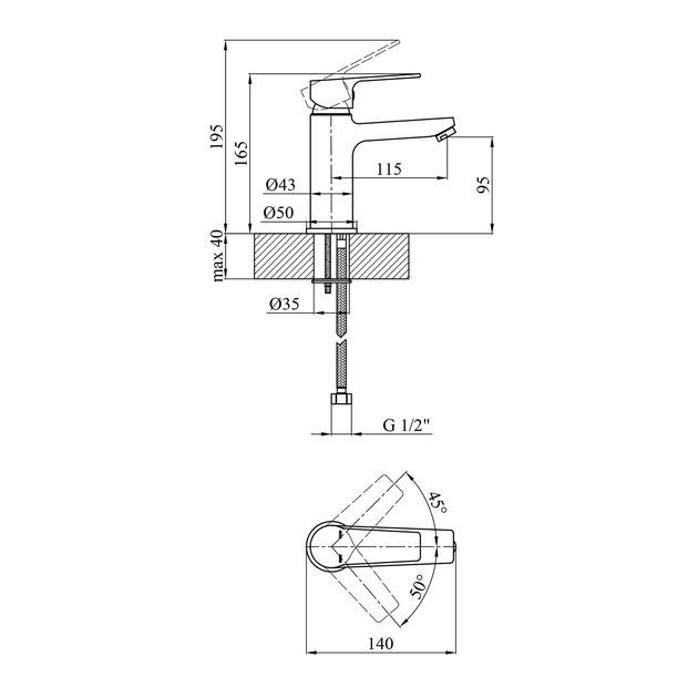 Смеситель для раковины Kroner KRP Hagen C010, фото , изображение 2 | SNABZHENIE.com.ua