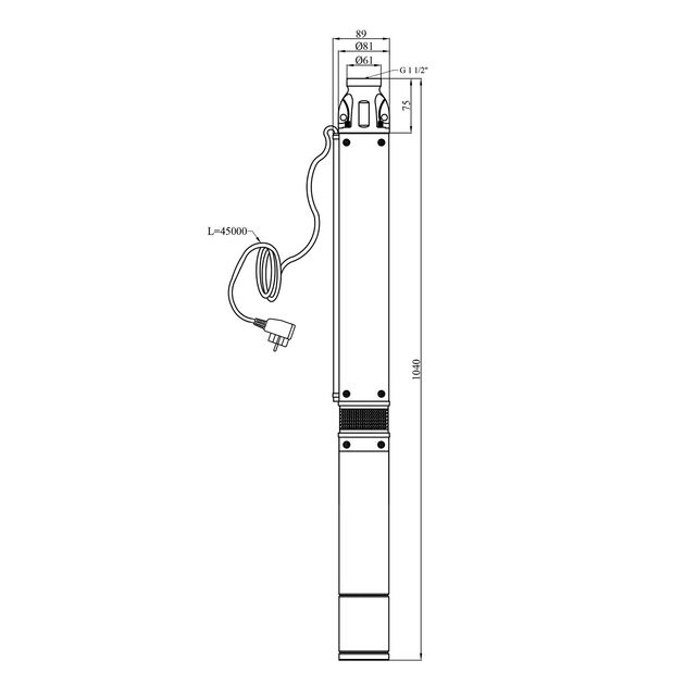 Насос глибинний центробіжний багатоступеневий Pumpman 3.5КСЕМ3-12-0,75 кВт Hmax 66 м Qmax 5,4 куб.м 750 Вт, фото , зображення 2 | SNABZHENIE.com.ua