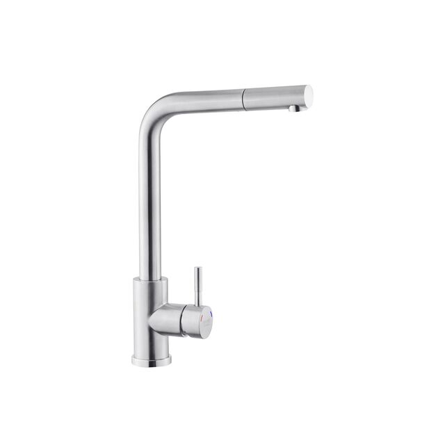 Змішувач для кухні з висувним виливом Kroner KRP Нержавіюча сталь Класичний - ESG03917, фото  | SNABZHENIE.com.ua