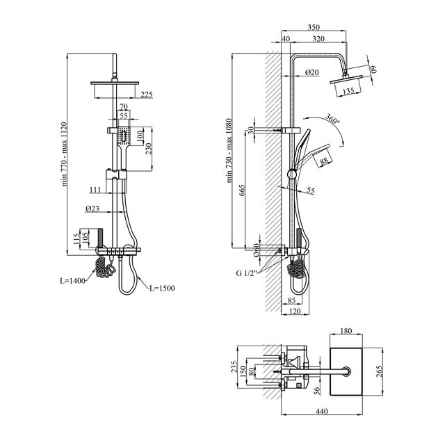 Душова система Agua Acero - AVION 04354AM, фото , зображення 2 | SNABZHENIE.com.ua