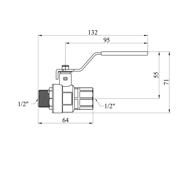 Кран шаровой WaGa 1/2 ВН PN40 с никелированной ручкой, фото , изображение 2 | SNABZHENIE.com.ua