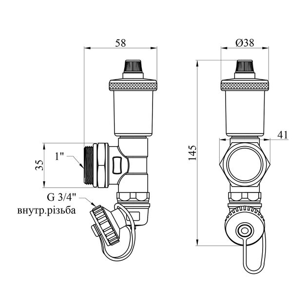 Концевик коллектора STA 1 с краном PPSU 3/4 и воздухоотводчиком, никел., фото , изображение 2 | SNABZHENIE.com.ua