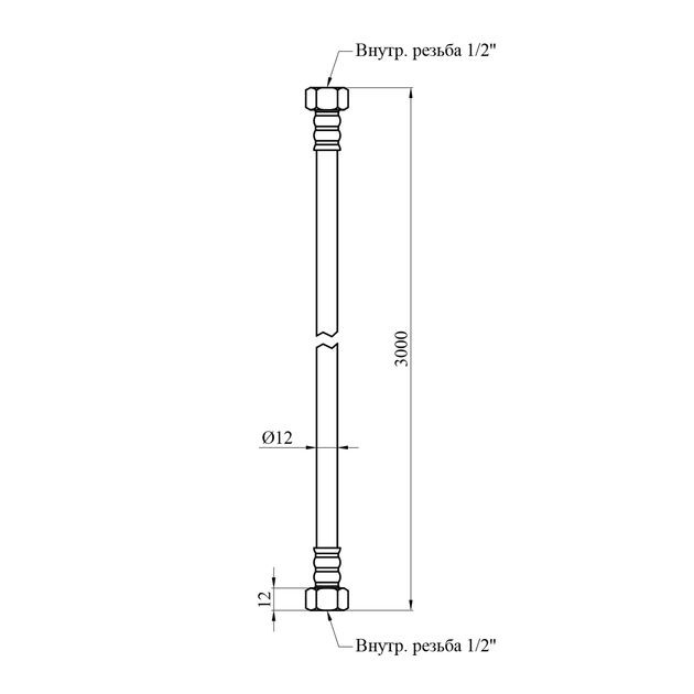 Шланг газовый Nikiforov 1/2" ВВ 300 см с латунными гайками ПВХ черный, фото , изображение 2 | SNABZHENIE.com.ua