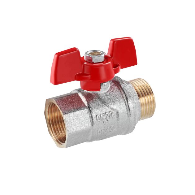 Кран шаровой WaGa 1" ВН PN40 бабочка, никелированный, фото , зображення 3 | SNABZHENIE.com.ua