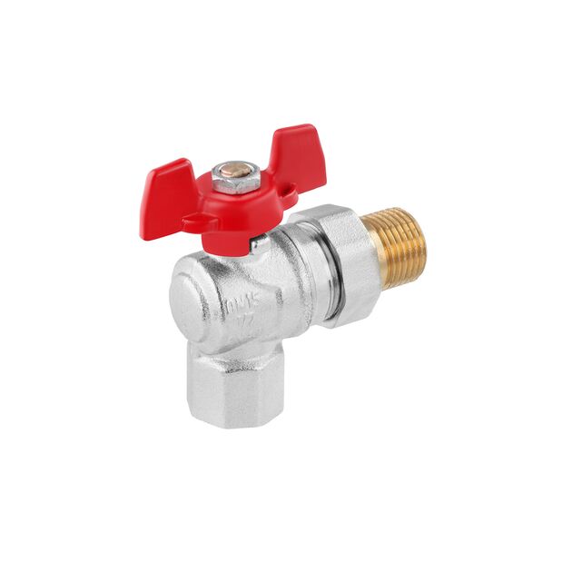 Кран-американка шаровой угловой WaGa 1/2 PN40, никелированный, фото , изображение 3 | SNABZHENIE.com.ua