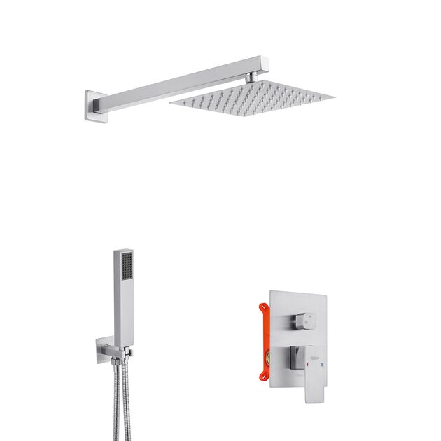 Набор 2 в 1 душевая система Kroner Edelstahl Kubus-ESG082 + смеситель Edelstahl Kubus-ESG010, фото , изображение 2 | SNABZHENIE.com.ua