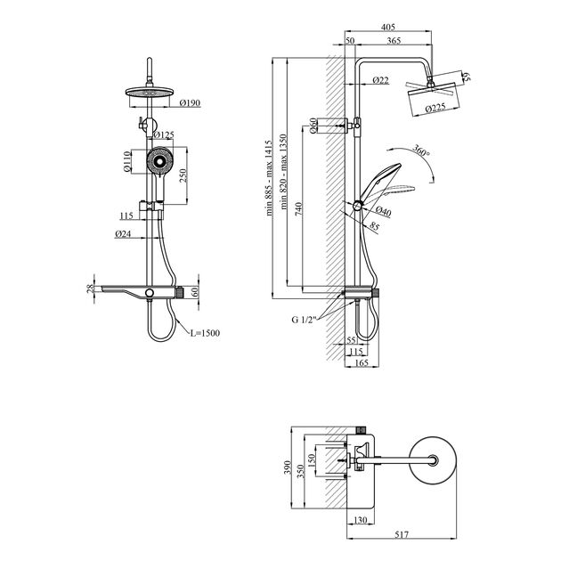 Набор 2 в 1 душевая система Kroner Armada-SCH065 + смеситель Essen-SCH010, фото , изображение 3 | SNABZHENIE.com.ua