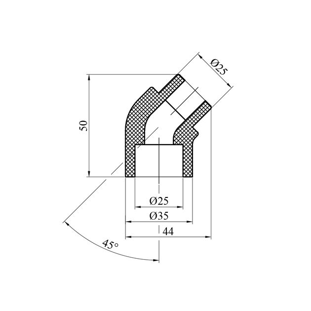 Колено 45° PPR GrandiTherm 25 мм ВН, фото , зображення 2 | SNABZHENIE.com.ua