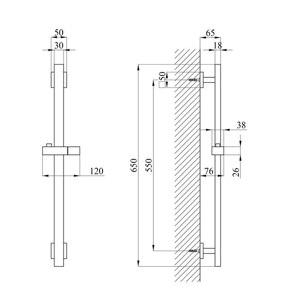 Штанга для душа Kroner KRP Edelstahl Kubus - SCH230, фото , изображение 2 | SNABZHENIE.com.ua