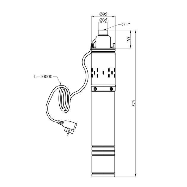 Насос глубинный шнековый Agua 4S QGD2,4-90-0,50 Hmax 90 м Qmax 40 л/мин P 500 Вт со встроенным конденсатором, фото , изображение 2 | SNABZHENIE.com.ua