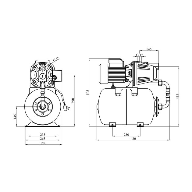 Насосная станция Agua AT JET 100L Нmax 50 м Qmax 52 л/мин P 1100 Вт корпус чугун, фото , зображення 2 | SNABZHENIE.com.ua