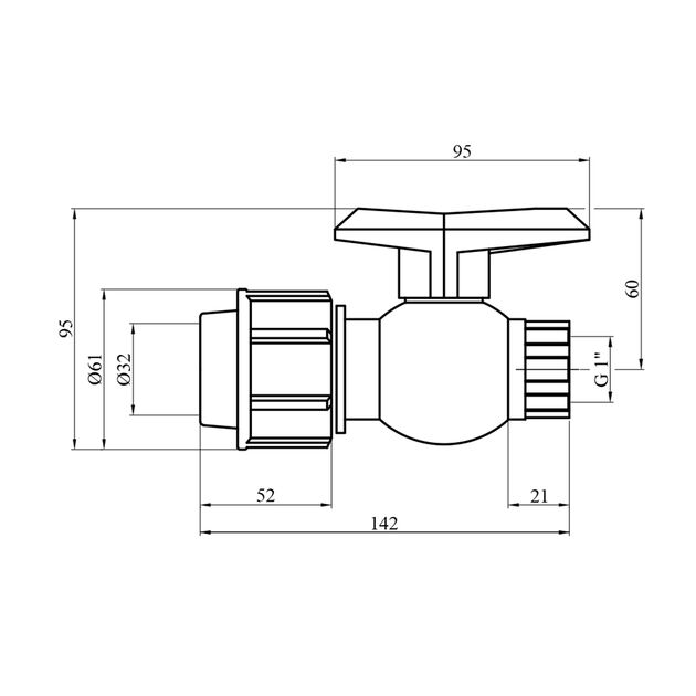 Кран ПЭ SantehPlast 32х1" РВ, фото , зображення 2 | SNABZHENIE.com.ua