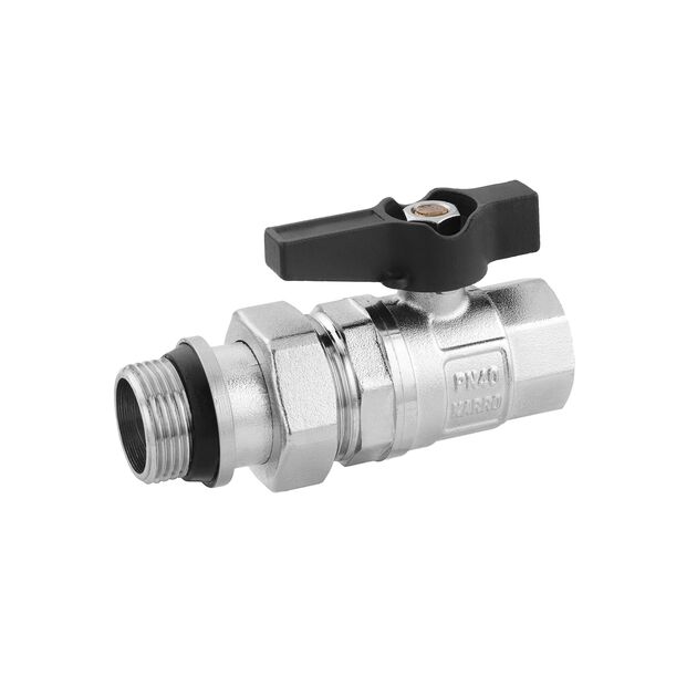 Кран-американка шаровой прямой с антипротеканием Karro "Uno Black" 3/4" ВН PN40 бабочка, фото  | SNABZHENIE.com.ua