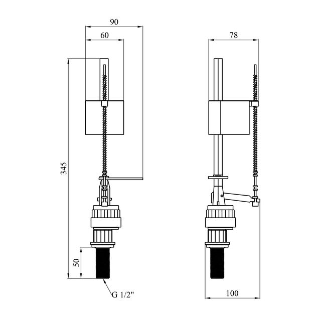 Наливной клапан для бачка унитаза NM с нижним подводом 1/2", фото , изображение 2 | SNABZHENIE.com.ua