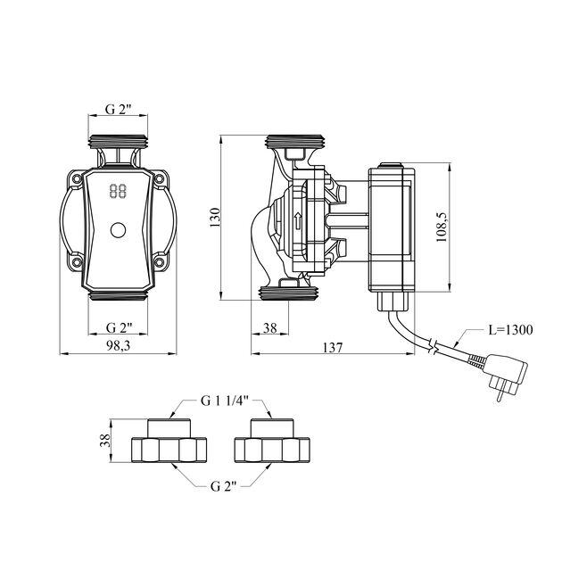 Насос циркуляционный Pumpman GRC32/7/130 Нmax 7м Qmax 3,6куб.м P 52 Вт, фото , изображение 2 | SNABZHENIE.com.ua